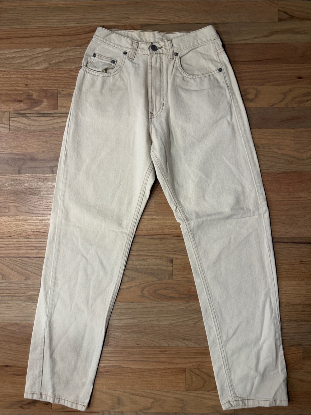 Vintage GAP Denim Jeans 4 Loose Fit Cream Ivory 100% Cotton Made in USA 90s